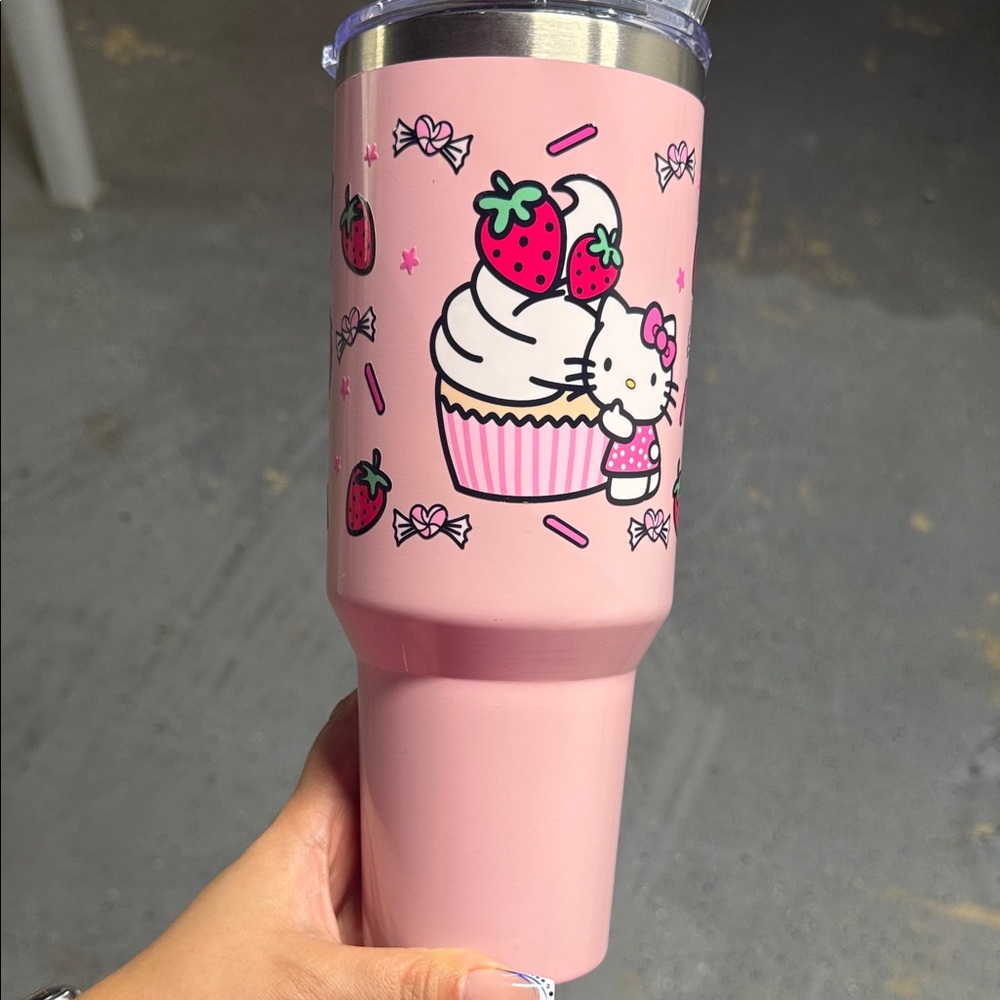 Hello Kitty Pink Tumbler with Strawberries